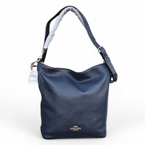 Coach Navy Pebbled Leather Hobo Bag